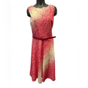 Authentic Teri Jon Red and Cream Midi Dress